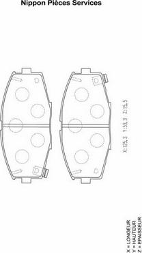 NPS T360A45 - Тормозные колодки, дисковые, комплект avtokuzovplus.com.ua