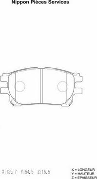 NPS T360A72 - Тормозные колодки, дисковые, комплект avtokuzovplus.com.ua