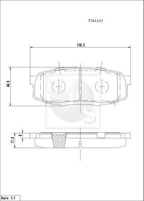 NPS T361A35 - Тормозные колодки, дисковые, комплект avtokuzovplus.com.ua