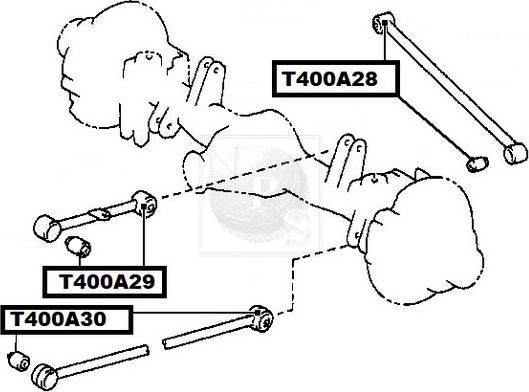 NPS T400A29 - Сайлентблок, важеля підвіски колеса autocars.com.ua