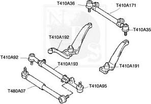 NPS T410A171 - Кутовий шарнір, поздовжня рульова тяга autocars.com.ua