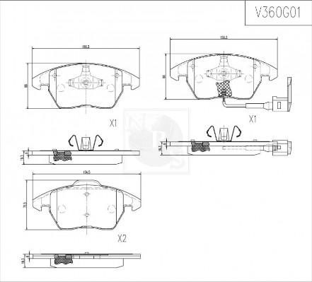 NPS V360G01 - Гальмівні колодки, дискові гальма autocars.com.ua
