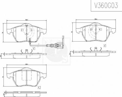 NPS V360G03 - Гальмівні колодки, дискові гальма autocars.com.ua