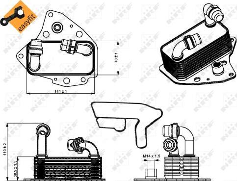 NRF 31344 - Масляний радіатор Fiat Doblo 1.6D 09- autocars.com.ua