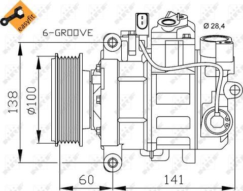NRF 32263 - компресор кондиціонера Audi A4-A5-A6-A8-Q5 1.6-3.0 autocars.com.ua