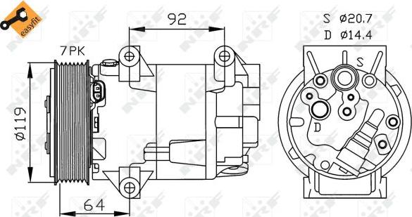 NRF 32424 - Компресор, кондиціонер autocars.com.ua