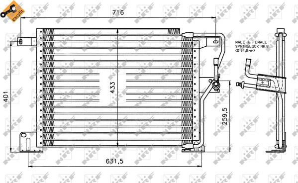 NRF 35221 - Конденсатор, кондиціонер autocars.com.ua