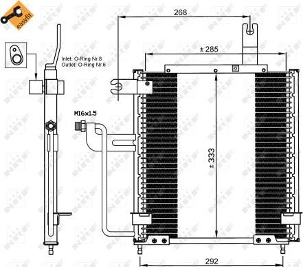 NRF 35744 - Конденсатор, кондиціонер autocars.com.ua