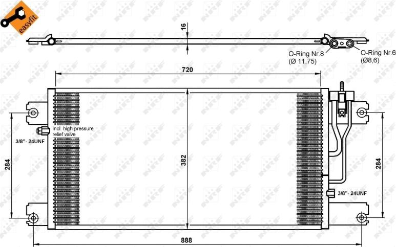NRF 35762 - Конденсатор, кондиціонер autocars.com.ua