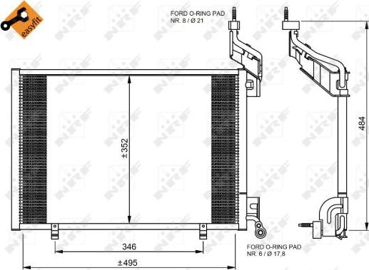 NRF 35976 - Конденсатор, кондиціонер autocars.com.ua