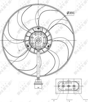 NRF 47375 - Вентилятор радиатора с электромотором VW Polo 1.2 02- autodnr.net