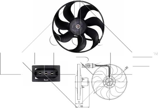 NRF 47397 - Вентилятор радиатора с электромотором VW Golf 1.4 98- autodnr.net