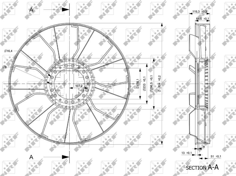 NRF 49843 - Крильчатка вентилятора, охолодження двигуна autocars.com.ua