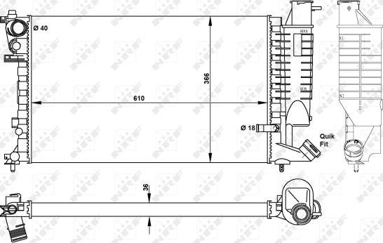 NRF 50424 - Радіатор, охолодження двигуна autocars.com.ua