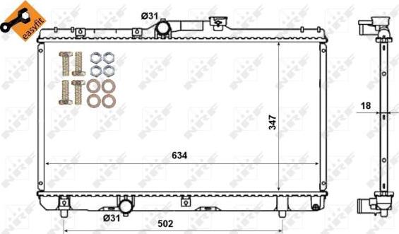 NRF 507594 - Радиатор, охлаждение двигателя avtokuzovplus.com.ua