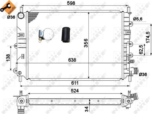 NRF 514436 - Радиатор, охлаждение двигателя avtokuzovplus.com.ua