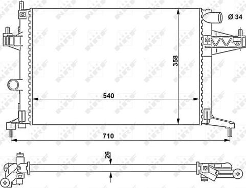 NRF 519596 - Радиатор, охлаждение двигателя avtokuzovplus.com.ua