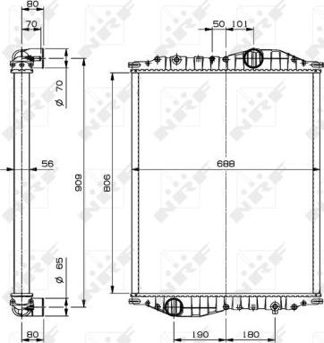 NRF 519908 - Радіатор, охолодження двигуна autocars.com.ua