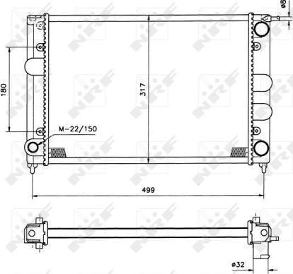 NRF 529505 - радіатор охолодження VW Golf I-II 77- 317x430x20 autocars.com.ua