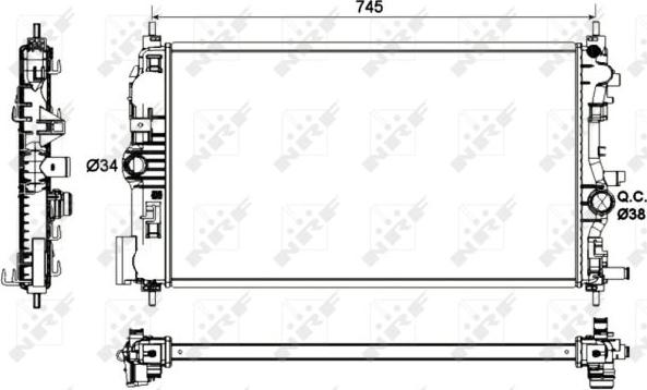 NRF 53129 - Радіатор двигуна CHEVROLET CRUZE OPEL ASTRA J. ASTRA J GTC. CASCADA. ZAFIRA C 1.7D-2.0D 12.09- autocars.com.ua