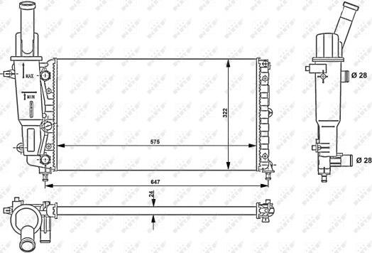 NRF 53225 - Радіатор, охолодження двигуна autocars.com.ua