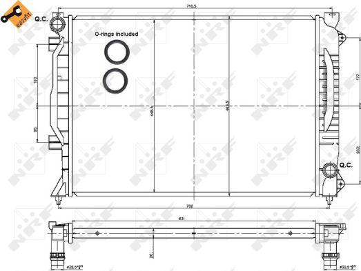 NRF 53443 - Радіатор, охолодження двигуна autocars.com.ua