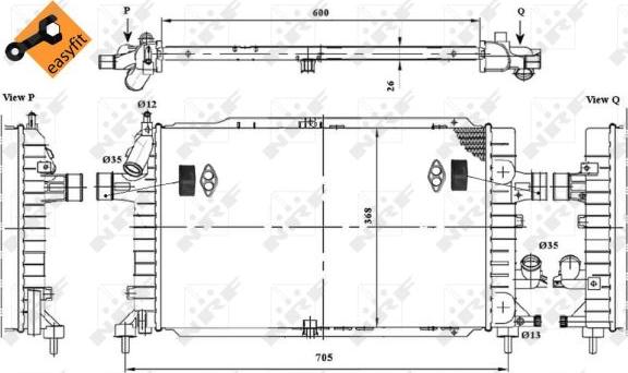 NRF 53447 - Радіатор, охолодження двигуна autocars.com.ua