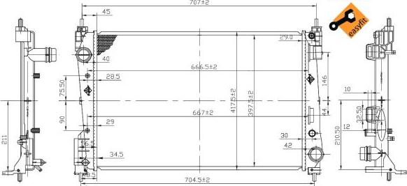 NRF 53455 - Радіатор, охолодження двигуна autocars.com.ua