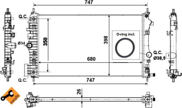 NRF 53777 - Радіатор, охолодження двигуна autocars.com.ua