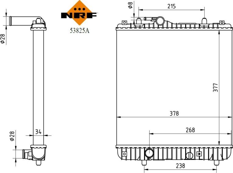 NRF 53825A - Радіатор, охолодження двигуна autocars.com.ua