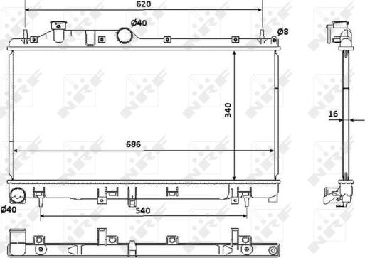 NRF 53929 - Радіатор, охолодження двигуна autocars.com.ua