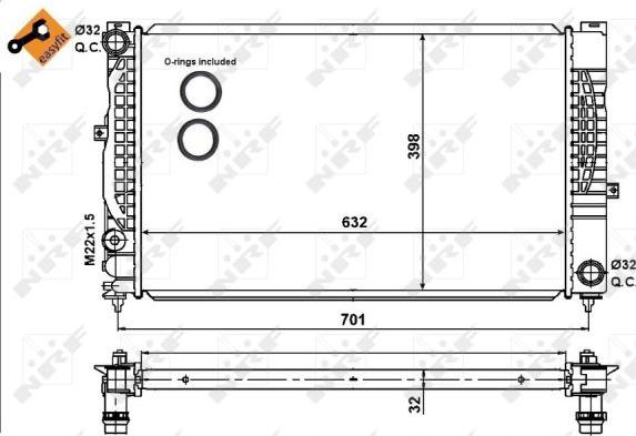 NRF 539504 - Радіатор, охолодження двигуна autocars.com.ua