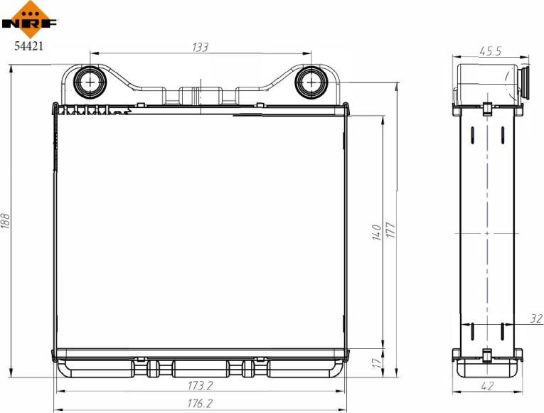 NRF 54421 - Теплообмінник, опалення салону autocars.com.ua