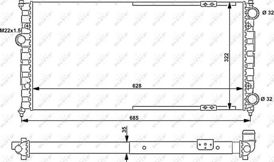 NRF 58095 - Радиатор, охлаждение двигателя avtokuzovplus.com.ua