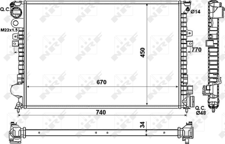 NRF 58993 - Радіатор, охолодження двигуна autocars.com.ua