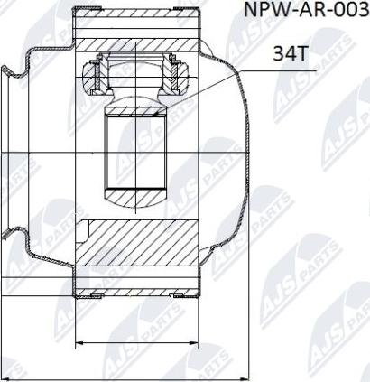 NTY NPW-AR-003 - Шарнірний комплект, ШРУС, приводний вал autocars.com.ua