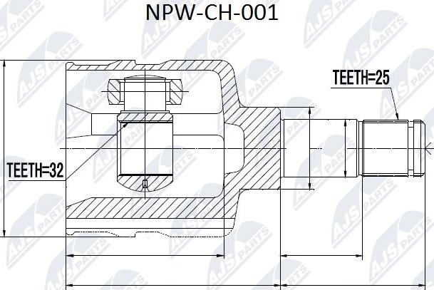 NTY NPW-CH-001 - Шарнірний комплект, ШРУС, приводний вал autocars.com.ua