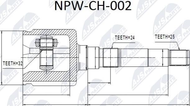 NTY NPW-CH-002 - Шарнірний комплект, ШРУС, приводний вал autocars.com.ua