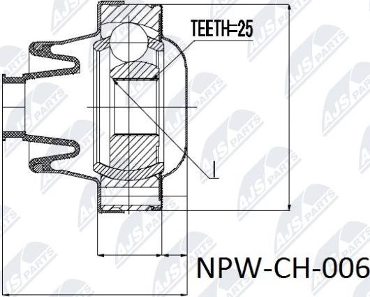 NTY NPW-CH-006 - Шарнір, поздовжній вал autocars.com.ua