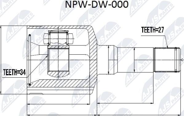 NTY NPW-DW-000 - Шарнірний комплект, ШРУС, приводний вал autocars.com.ua