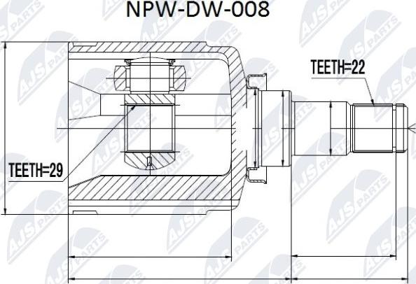 NTY NPW-DW-008 - Шарнірний комплект, ШРУС, приводний вал autocars.com.ua