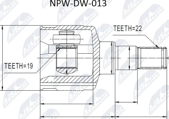 NTY NPW-DW-013 - Шарнірний комплект, ШРУС, приводний вал autocars.com.ua