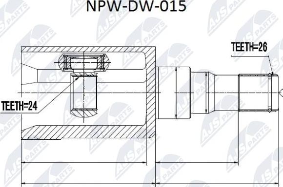 NTY NPW-DW-015 - Шарнирный комплект, ШРУС, приводной вал avtokuzovplus.com.ua