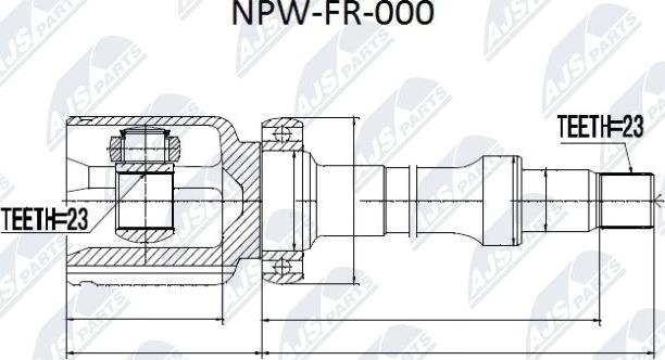 NTY NPW-FR-000 - Шарнірний комплект, ШРУС, приводний вал autocars.com.ua