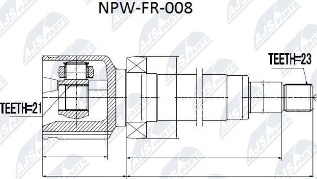 NTY NPW-FR-008 - Шарнирный комплект, ШРУС, приводной вал avtokuzovplus.com.ua