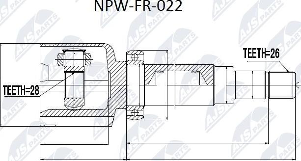 NTY NPW-FR-022 - Шарнирный комплект, ШРУС, приводной вал avtokuzovplus.com.ua