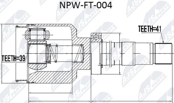 NTY NPW-FT-004 - Шарнірний комплект, ШРУС, приводний вал autocars.com.ua