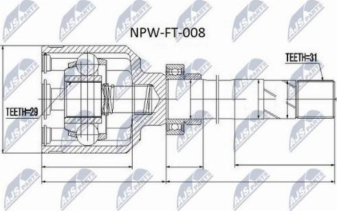 NTY NPW-FT-008 - Шарнірний комплект, ШРУС, приводний вал autocars.com.ua