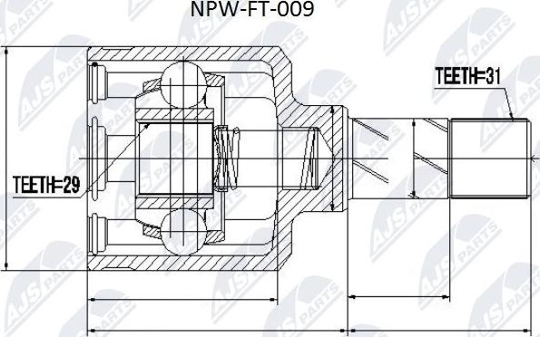 NTY NPW-FT-009 - Шарнірний комплект, ШРУС, приводний вал autocars.com.ua