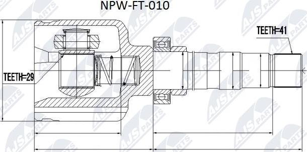 NTY NPW-FT-010 - Шарнирный комплект, ШРУС, приводной вал avtokuzovplus.com.ua